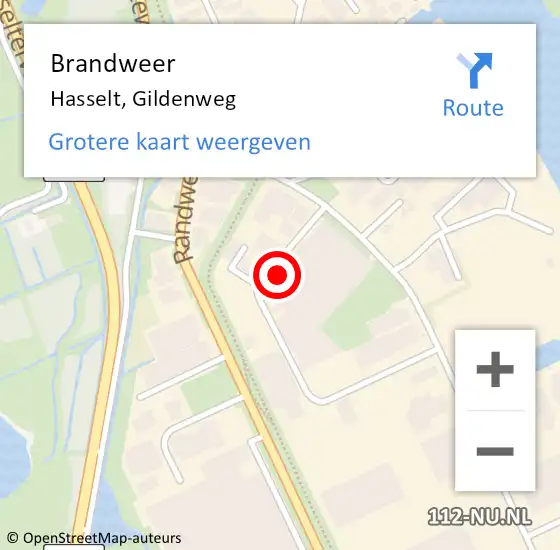 Locatie op kaart van de 112 melding: Brandweer Hasselt, Gildenweg op 3 juli 2021 05:10