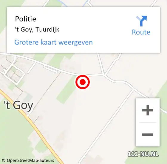 Locatie op kaart van de 112 melding: Politie 't Goy, Tuurdijk op 3 juli 2021 09:28
