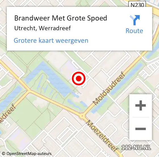 Locatie op kaart van de 112 melding: Brandweer Met Grote Spoed Naar Utrecht, Werradreef op 3 juli 2021 10:35
