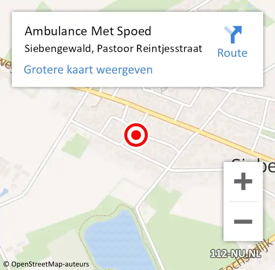 Locatie op kaart van de 112 melding: Ambulance Met Spoed Naar Siebengewald, Pastoor Reintjesstraat op 15 juni 2014 07:36