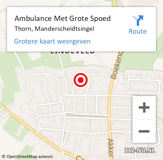 Locatie op kaart van de 112 melding: Ambulance Met Grote Spoed Naar Thorn, Manderscheidtsingel op 3 juli 2021 14:02