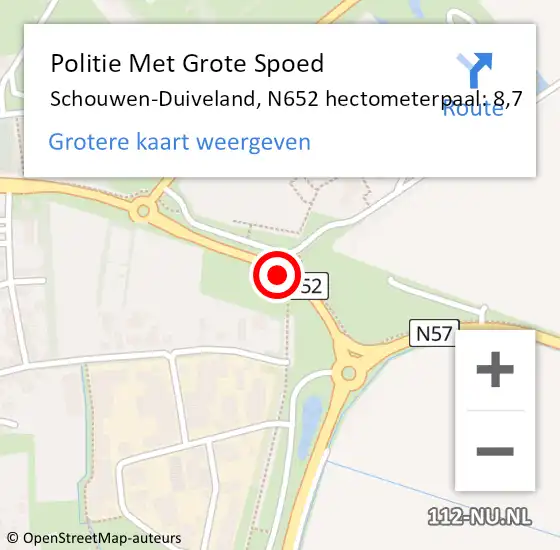 Locatie op kaart van de 112 melding: Politie Met Grote Spoed Naar Schouwen-Duiveland, N652 hectometerpaal: 8,7 op 3 juli 2021 14:57