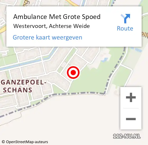 Locatie op kaart van de 112 melding: Ambulance Met Grote Spoed Naar Westervoort, Achterse Weide op 3 juli 2021 15:05