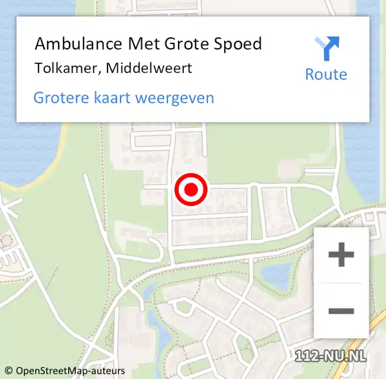 Locatie op kaart van de 112 melding: Ambulance Met Grote Spoed Naar Tolkamer, Middelweert op 3 juli 2021 15:20