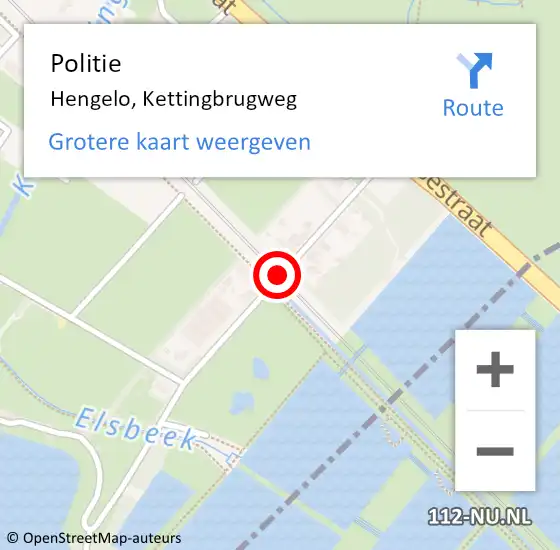 Locatie op kaart van de 112 melding: Politie Hengelo, Kettingbrugweg op 3 juli 2021 15:26