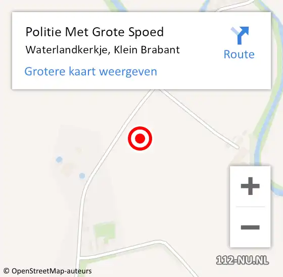 Locatie op kaart van de 112 melding: Politie Met Grote Spoed Naar Waterlandkerkje, Klein Brabant op 3 juli 2021 15:49