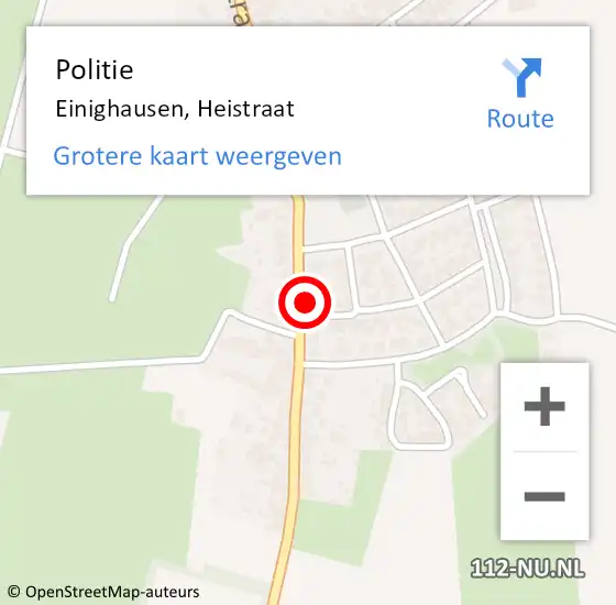Locatie op kaart van de 112 melding: Politie Einighausen, Heistraat op 3 juli 2021 18:01
