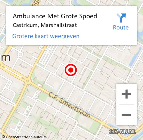 Locatie op kaart van de 112 melding: Ambulance Met Grote Spoed Naar Castricum, Marshallstraat op 4 juli 2021 02:15