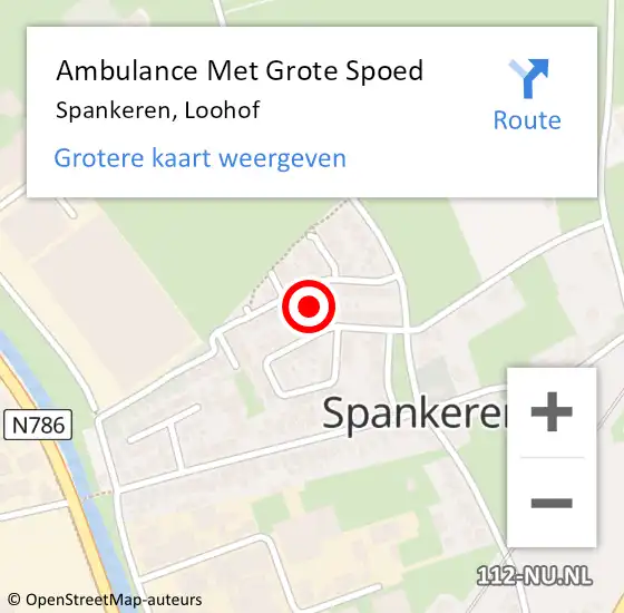Locatie op kaart van de 112 melding: Ambulance Met Grote Spoed Naar Spankeren, Loohof op 4 juli 2021 09:56