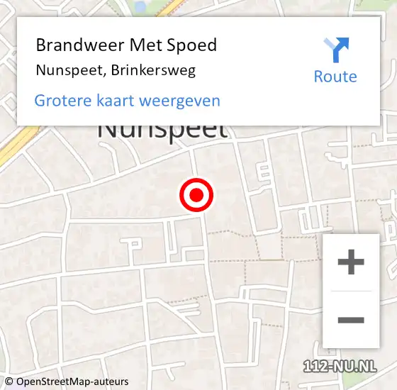 Locatie op kaart van de 112 melding: Brandweer Met Spoed Naar Nunspeet, Brinkersweg op 4 juli 2021 10:28