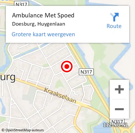 Locatie op kaart van de 112 melding: Ambulance Met Spoed Naar Doesburg, Huygenlaan op 4 juli 2021 10:39
