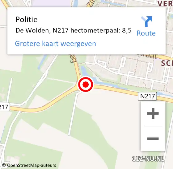 Locatie op kaart van de 112 melding: Politie De Wolden, N217 hectometerpaal: 8,5 op 4 juli 2021 14:43