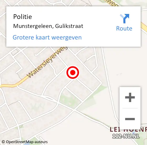 Locatie op kaart van de 112 melding: Politie Munstergeleen, Gulikstraat op 4 juli 2021 14:48
