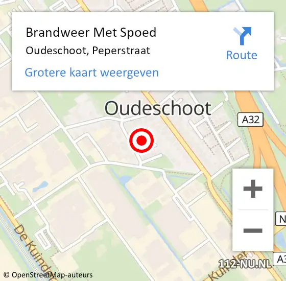 Locatie op kaart van de 112 melding: Brandweer Met Spoed Naar Oudeschoot, Peperstraat op 4 juli 2021 19:09