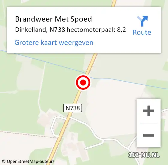 Locatie op kaart van de 112 melding: Brandweer Met Spoed Naar Dinkelland, N738 hectometerpaal: 8,2 op 4 juli 2021 19:41