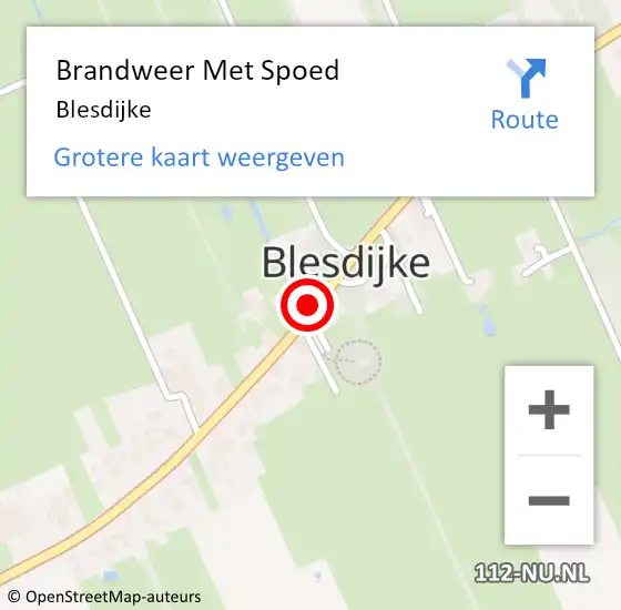 Locatie op kaart van de 112 melding: Brandweer Met Spoed Naar Blesdijke op 15 juni 2014 12:17