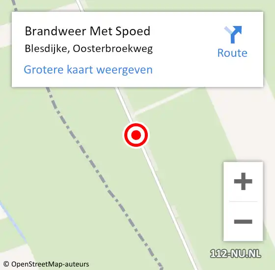 Locatie op kaart van de 112 melding: Brandweer Met Spoed Naar Blesdijke, Oosterbroekweg op 15 juni 2014 12:18