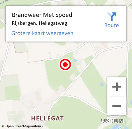 Locatie op kaart van de 112 melding: Brandweer Met Spoed Naar Rijsbergen, Hellegatweg op 5 juli 2021 13:03