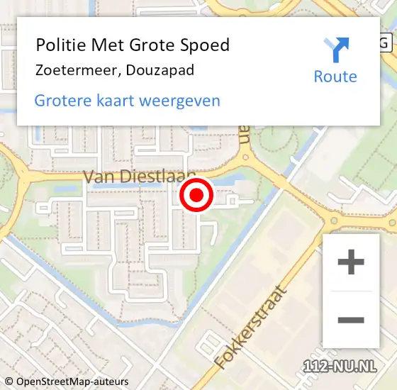 Locatie op kaart van de 112 melding: Politie Met Grote Spoed Naar Zoetermeer, Douzapad op 5 juli 2021 13:52
