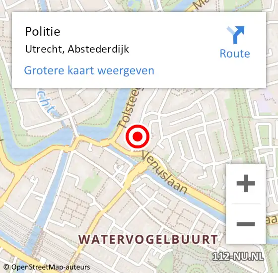 Locatie op kaart van de 112 melding: Politie Utrecht, Abstederdijk op 5 juli 2021 17:09