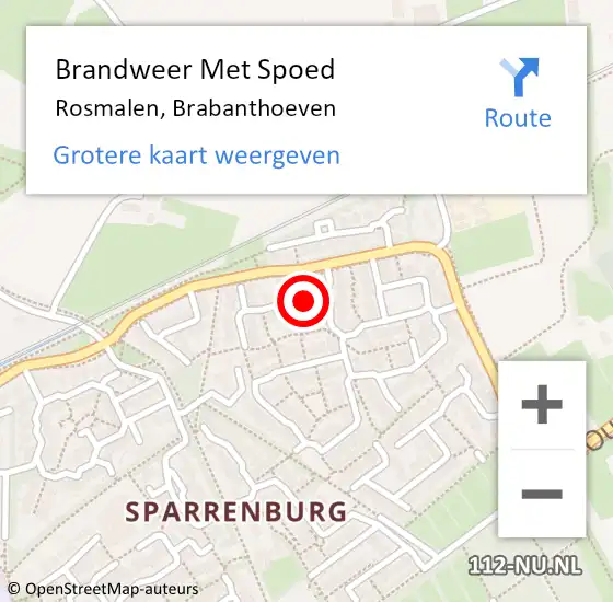 Locatie op kaart van de 112 melding: Brandweer Met Spoed Naar Rosmalen, Brabanthoeven op 6 juli 2021 03:56