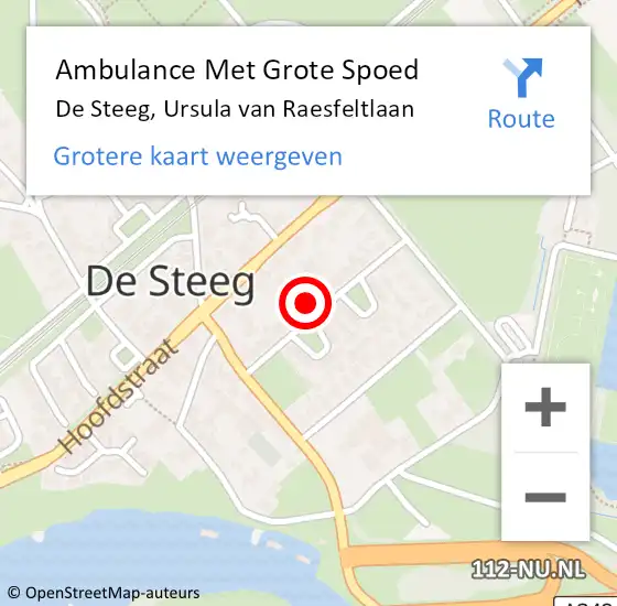 Locatie op kaart van de 112 melding: Ambulance Met Grote Spoed Naar De Steeg, Ursula van Raesfeltlaan op 6 juli 2021 08:32