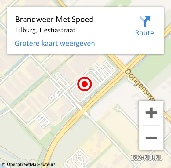 Locatie op kaart van de 112 melding: Brandweer Met Spoed Naar Tilburg, Hestiastraat op 6 juli 2021 09:11