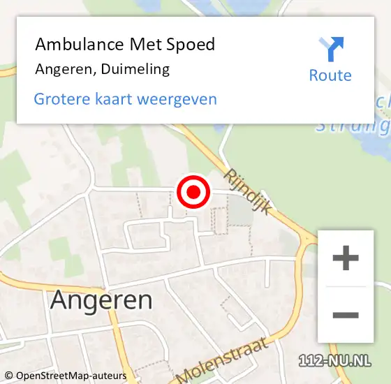 Locatie op kaart van de 112 melding: Ambulance Met Spoed Naar Angeren, Duimeling op 6 juli 2021 11:17