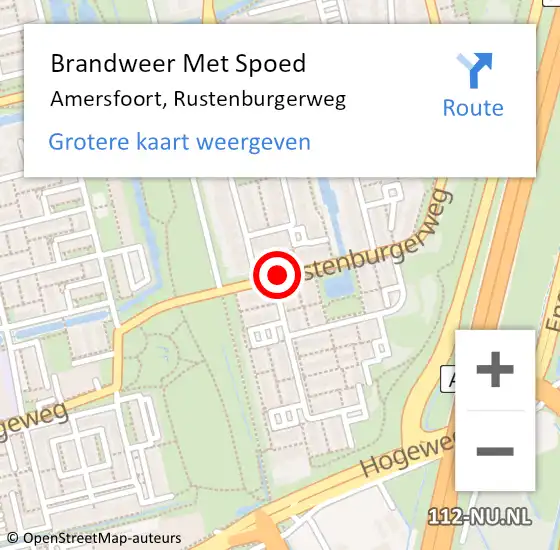 Locatie op kaart van de 112 melding: Brandweer Met Spoed Naar Amersfoort, Rustenburgerweg op 6 juli 2021 16:04