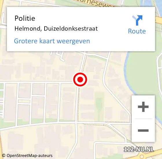 Locatie op kaart van de 112 melding: Politie Helmond, Duizeldonksestraat op 6 juli 2021 16:20