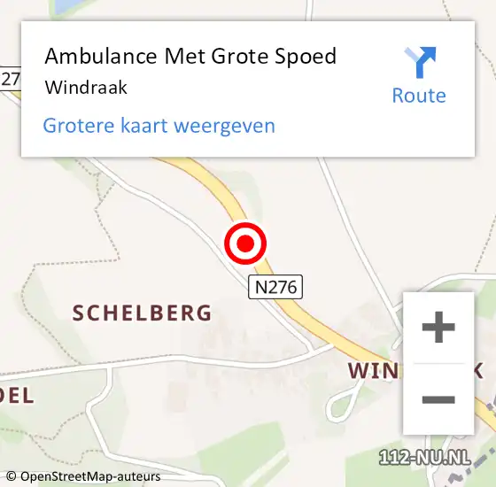 Locatie op kaart van de 112 melding: Ambulance Met Grote Spoed Naar Windraak op 15 juni 2014 15:39