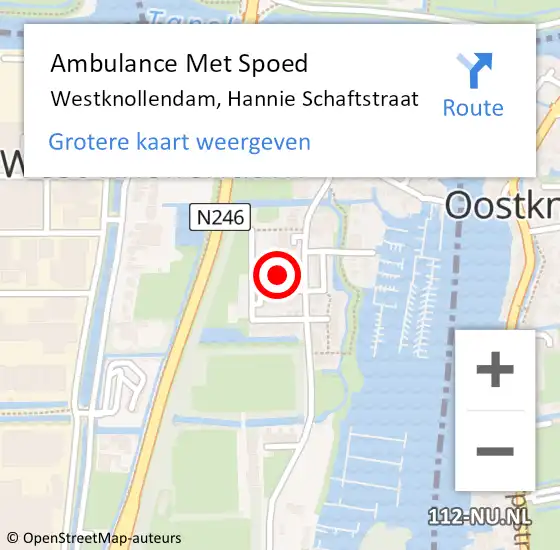 Locatie op kaart van de 112 melding: Ambulance Met Spoed Naar Westknollendam, Hannie Schaftstraat op 6 juli 2021 17:34