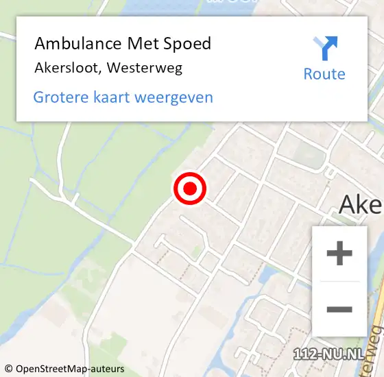 Locatie op kaart van de 112 melding: Ambulance Met Spoed Naar Akersloot, Westerweg op 6 juli 2021 18:37