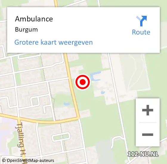 Locatie op kaart van de 112 melding: Ambulance Bergum op 7 juli 2021 08:28