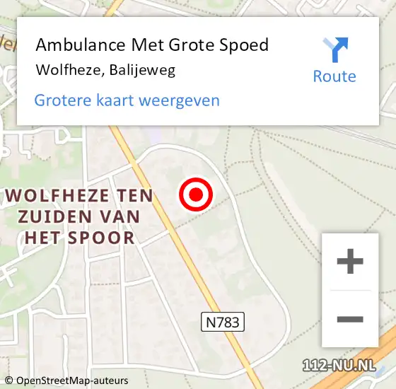 Locatie op kaart van de 112 melding: Ambulance Met Grote Spoed Naar Wolfheze, Balijeweg op 7 juli 2021 08:57