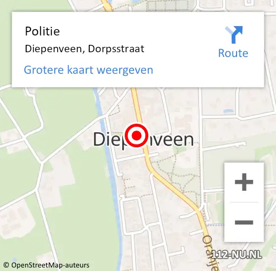 Locatie op kaart van de 112 melding: Politie Diepenveen, Dorpsstraat op 7 juli 2021 09:20