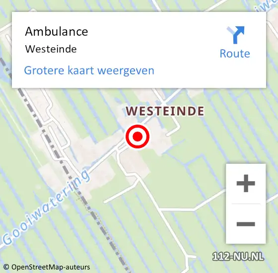 Locatie op kaart van de 112 melding: Ambulance Westeinde op 7 juli 2021 09:29
