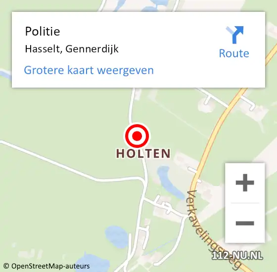 Locatie op kaart van de 112 melding: Politie Hasselt, Gennerdijk op 7 juli 2021 10:26