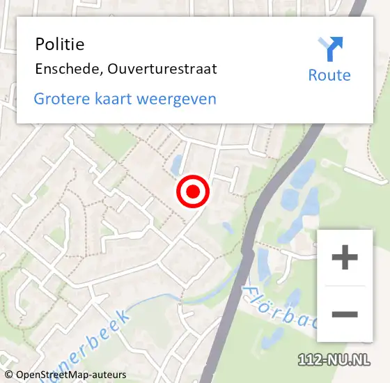 Locatie op kaart van de 112 melding: Politie Enschede, Ouverturestraat op 7 juli 2021 13:02