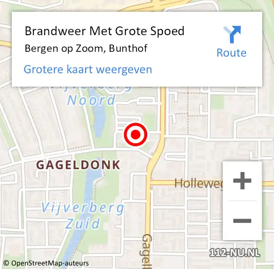 Locatie op kaart van de 112 melding: Brandweer Met Grote Spoed Naar Bergen op Zoom, Bunthof op 7 juli 2021 15:18