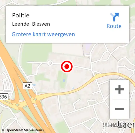Locatie op kaart van de 112 melding: Politie Leende, Biesven op 7 juli 2021 16:09