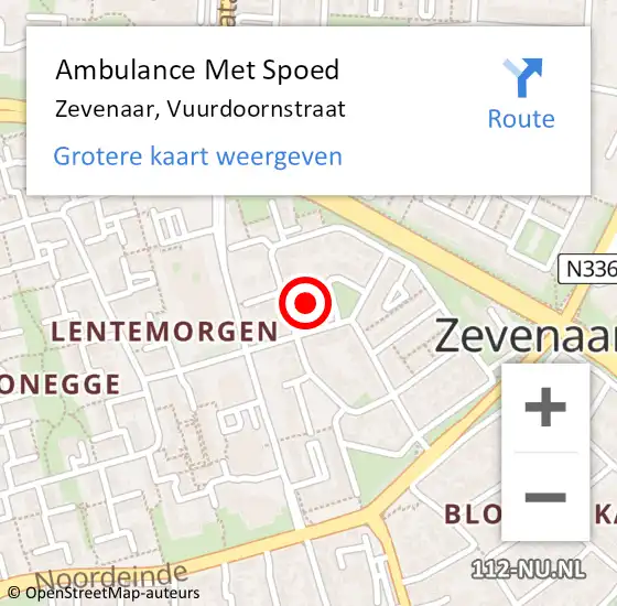 Locatie op kaart van de 112 melding: Ambulance Met Spoed Naar Zevenaar, Vuurdoornstraat op 7 juli 2021 16:30