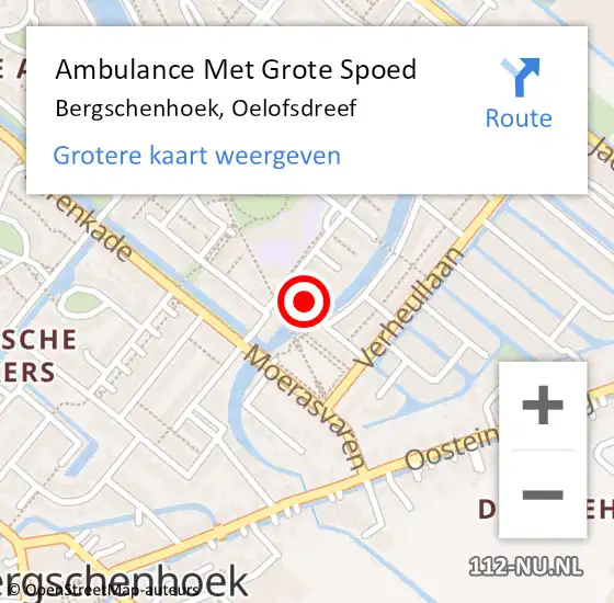 Locatie op kaart van de 112 melding: Ambulance Met Grote Spoed Naar Bergschenhoek, Oelofsdreef op 15 juni 2014 17:46