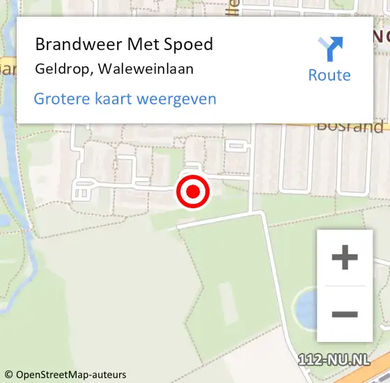 Locatie op kaart van de 112 melding: Brandweer Met Spoed Naar Geldrop, Waleweinlaan op 7 juli 2021 17:33