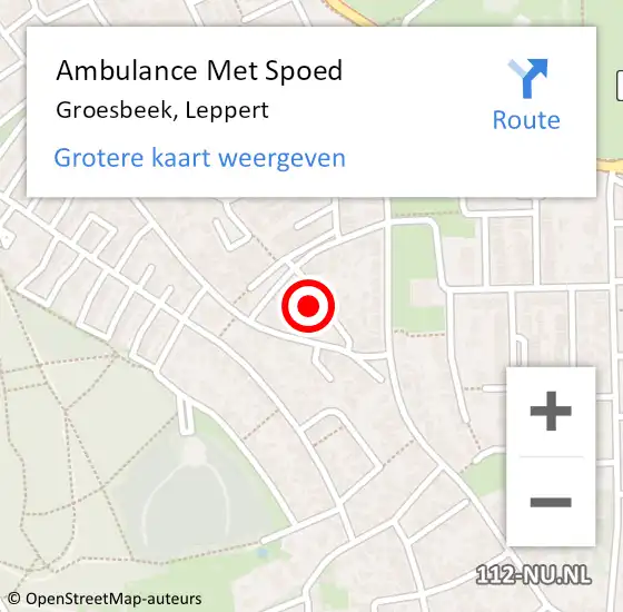 Locatie op kaart van de 112 melding: Ambulance Met Spoed Naar Groesbeek, Leppert op 7 juli 2021 18:05