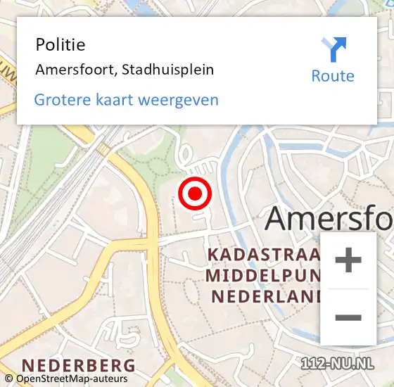 Locatie op kaart van de 112 melding: Politie Amersfoort, Stadhuisplein op 7 juli 2021 22:48
