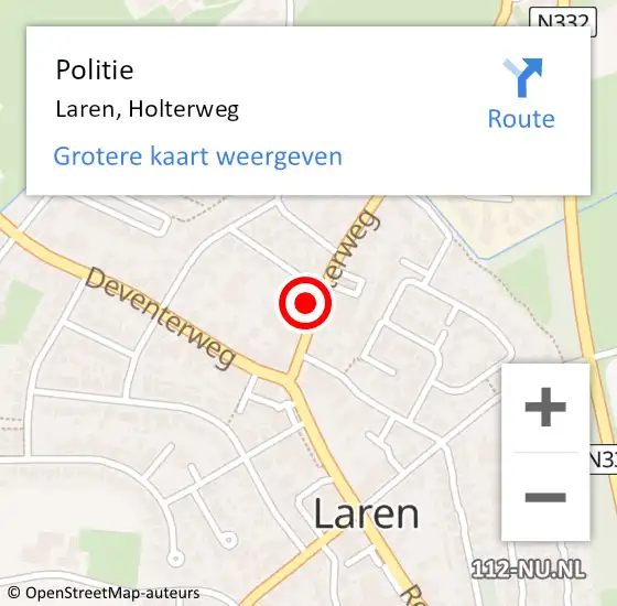 Locatie op kaart van de 112 melding: Politie Laren, Holterweg op 7 juli 2021 23:46