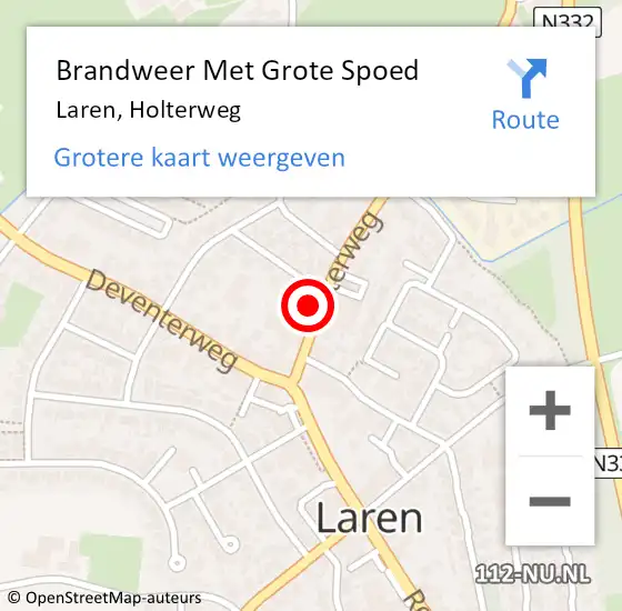 Locatie op kaart van de 112 melding: Brandweer Met Grote Spoed Naar Laren, Holterweg op 7 juli 2021 23:47