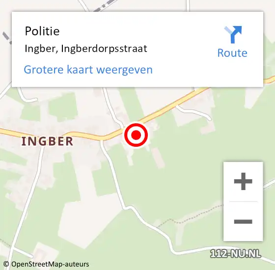 Locatie op kaart van de 112 melding: Politie Ingber, Ingberdorpsstraat op 8 juli 2021 08:13