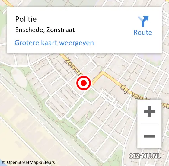 Locatie op kaart van de 112 melding: Politie Enschede, Zonstraat op 8 juli 2021 13:39